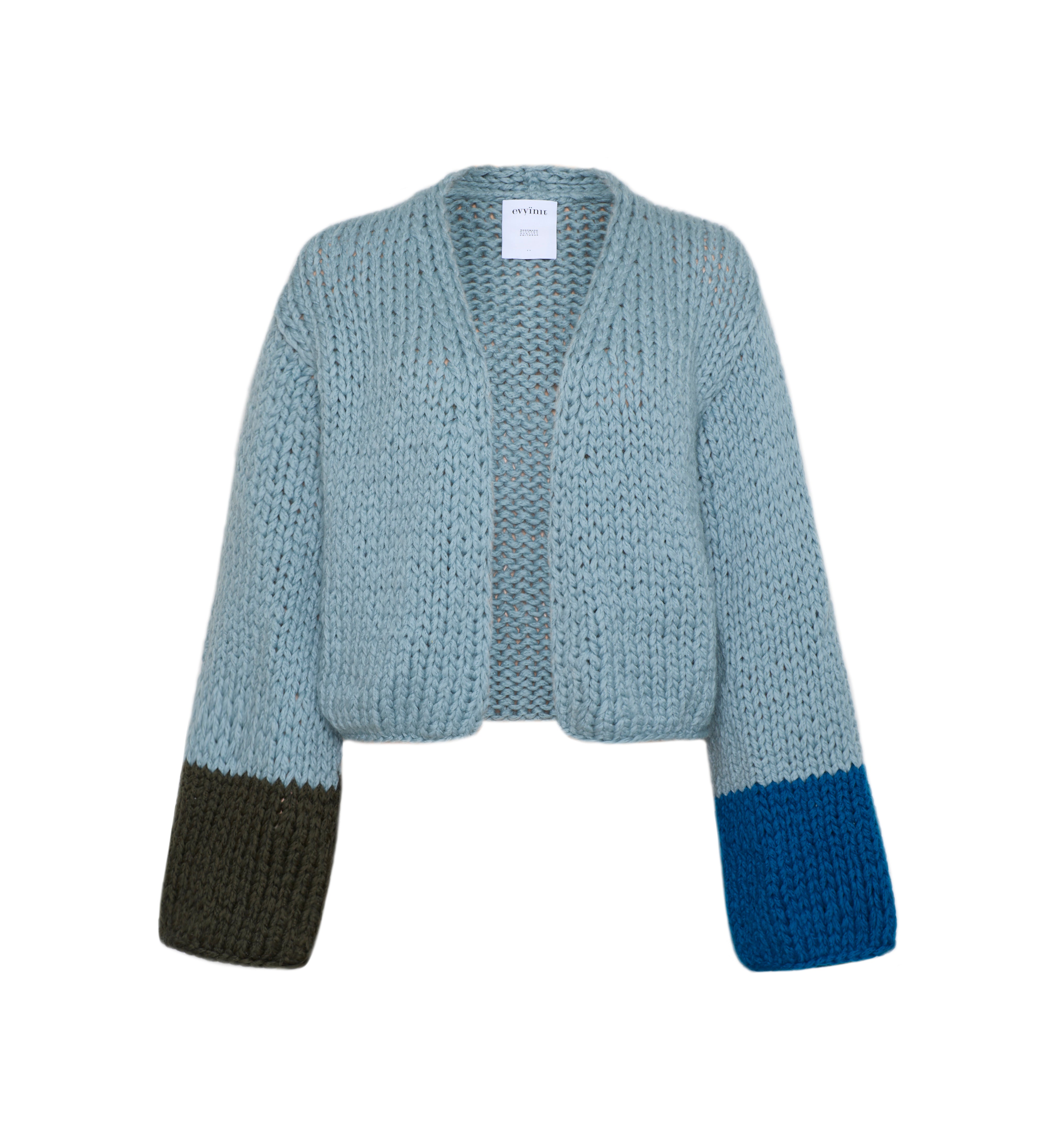 Short Cardigan Merino Multicolor Grey-Blue